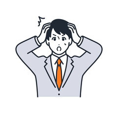 頭を抱えて悩む男子学生のシンプルなベクターイラスト素材