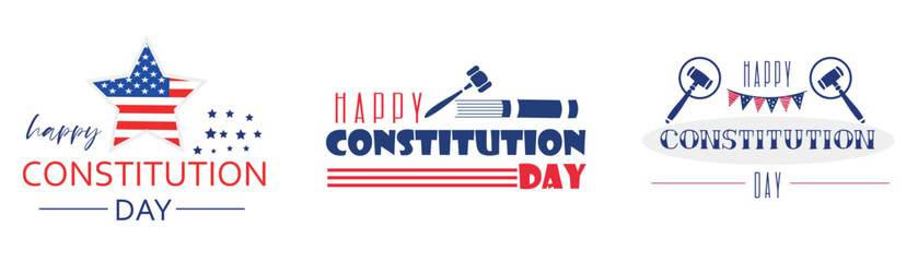 Set of clipart for USA Constitution Day on white background