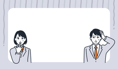 青ざめる男女の学生のシンプルなベクターイラスト素材