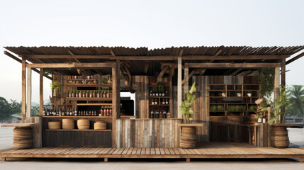 Designing a small liquor store in Isaan, Thailand, using locally available materials can blend traditional elements with modern functionality.