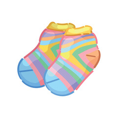 Colorful baby socks on white background