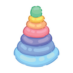 Baby pyramid toy on white background