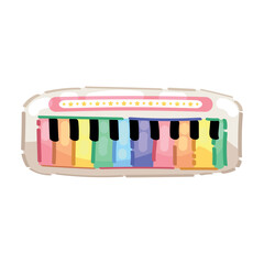 Baby piano toy on white background