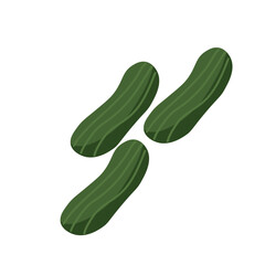 Green cucumbers on white background
