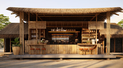 Designing a small liquor store in Isaan, Thailand, using locally available materials can blend traditional elements with modern functionality.