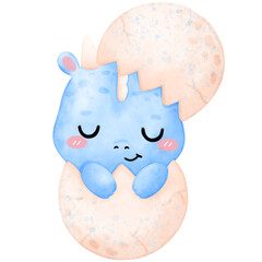 Cute Blue Dragon, Blue Dragon, Dragon illustration, watercolor Dragon