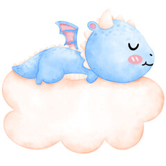 Cute Blue Dragon, Blue Dragon, Dragon illustration, watercolor Dragon