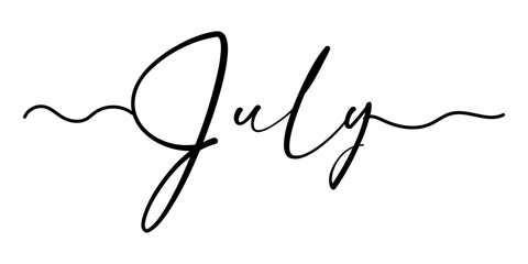 Word JULY on white background