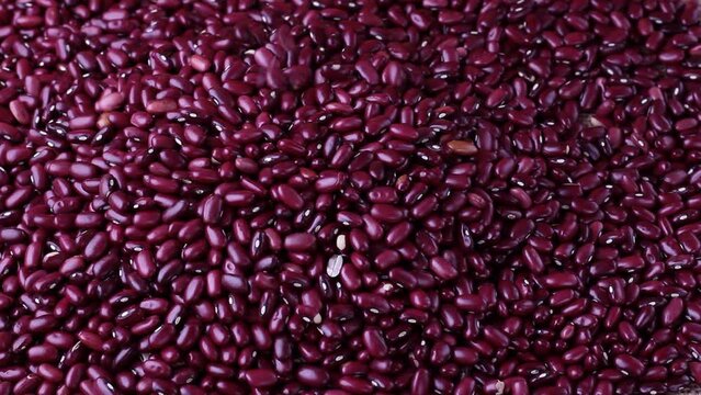 raw red kidney bean seed grains placed on bean background. Top view