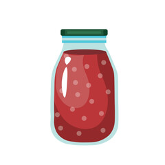 Glass jar of canned tomato juice on white background