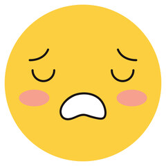 Yellow sad emoticon on white background