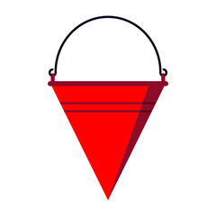 Red fire bucket on white background