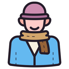 man wear warm clothes icon