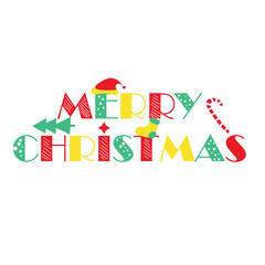 Text MERRY CHRISTMAS on white background