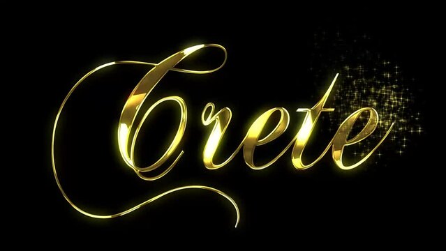 Golden text animated in a reveal with a starburst pattern