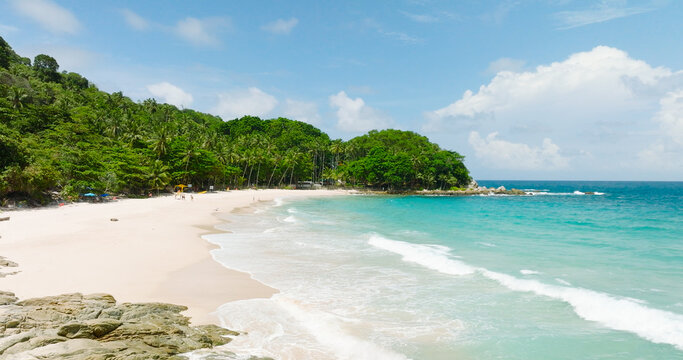 Phuket Thailand sea landscape Beach with tree at sunset Sea beach afternoon with sunshine sunny