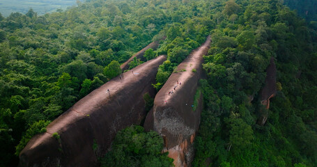Nature video landscape Aerial view drone video view of mountain and old rock dinosaur landscape at...