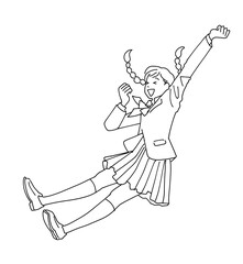 ジャンプする元気な女子学生