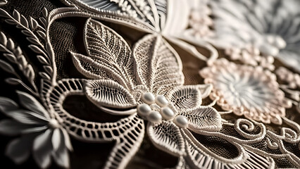 Delicate and complex texture of lace fabric, capturing fine details and elegance.