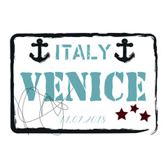 Venice passport stamp on white background