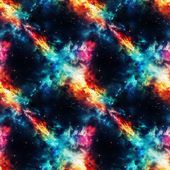 Naklejka premium Cosmic Burst of Vibrant Colors. Seamless Repeatable Background.