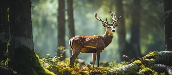 Foto op Canvas Majestic animals in the wild forest landscape © 2rogan