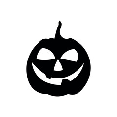 Terrible Halloween pumpkin on white background