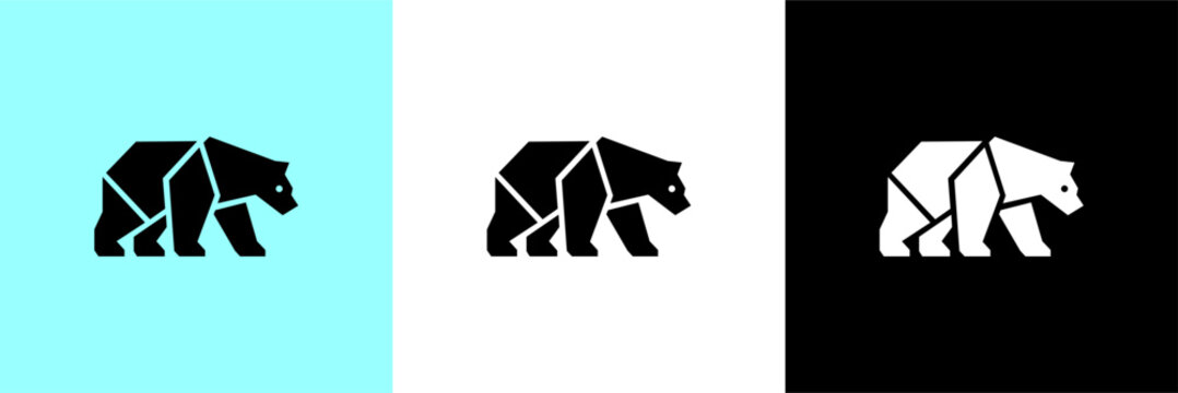 clean geometric black-white bear logo icon tattoo