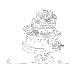 Beautiful drawn cake on white background