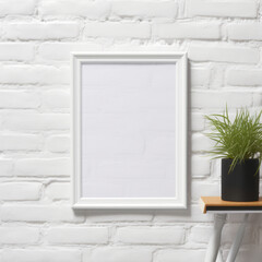 White Frame Mockup in Cozy Scandinavian Interior, 3D Render