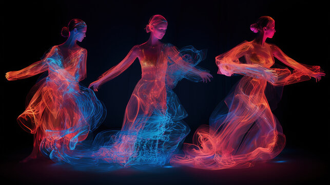 Dance Show Unveils Mesmerizing Visual Projection Infused with Body Smoke and Abstract Elegance in a Stunning Extravaganza of Movement and Artistry