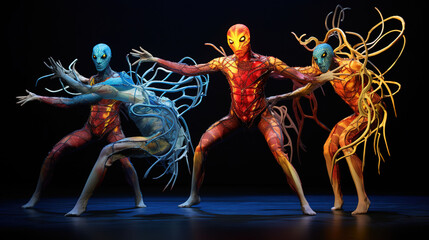 Surreal Dance Performance with Bizarre and Abstract Costumes, A Mesmerizing Fusion of Movement and Artistry