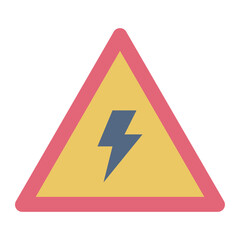 Warning Electric Sign flat icon