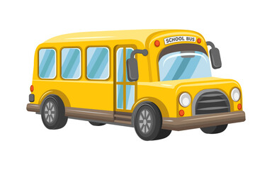 Yellow school bus on white background 