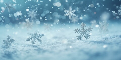 Fototapeta na wymiar christmas snowy winter snowflakes falling background cinematic