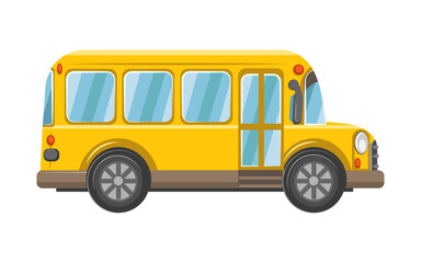Yellow school bus on white background, side view