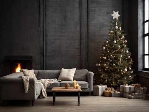 Uma sala de estar confort&aacute;vel e decorativa, inspirada no per&iacute;odo de natal e ano novo, com muitos detalhes decorativos da &eacute;poca.