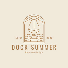 beach pier  summer minimalist line design vector vintage logo