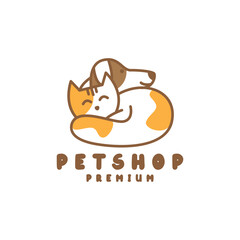 line style pet logo design cat and dog template vector icon symbol modern