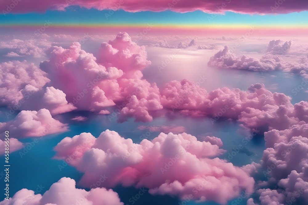 Wall mural pink sky with clouds