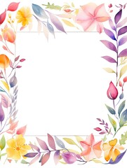 Fototapeta na wymiar Watercolor Leaf and Flower Frame