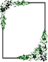 Christmas Snowflake Frame. Snowfall Border. Winter floral Bouquet.