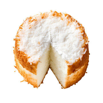 Angel Food Cake, top view, transparent background, isolated image, generative AI

