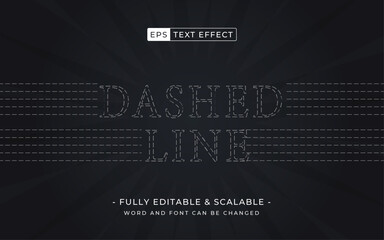 Dash line editable text effect. dashed template style - obrazy, fototapety, plakaty