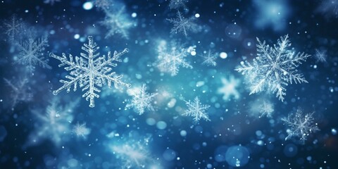 christmas snowy winter snowflakes falling background cinematic - obrazy, fototapety, plakaty