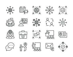 Fototapeta premium Business network line icons. Editable stroke. For website marketing design, logo, app, template, ui, etc. Vector illustration.
