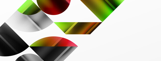 Minimalistic elegance shines through in this metallic background, showcasing composition of circles and triangles, creating geometric masterpiece