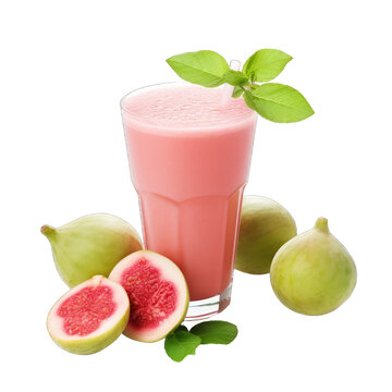 Guava smoothie isolated on transparent background