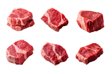 Poster fresh raw beef steak collection isolated on a transparent background © agungai