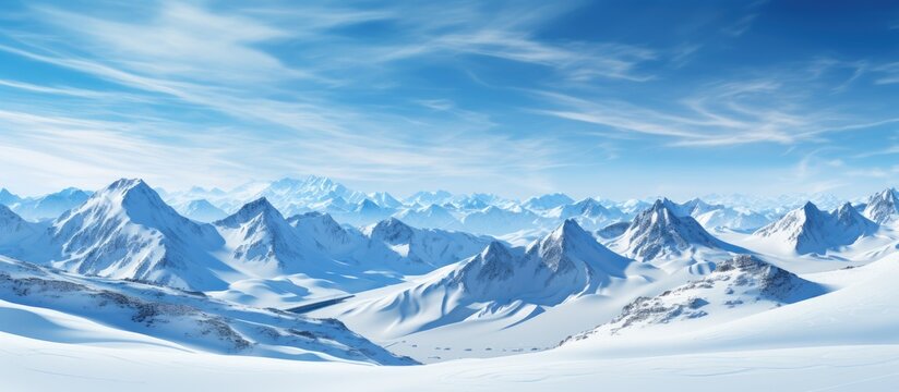 Winter day in France with mountain view With copyspace for text